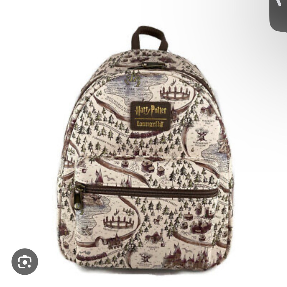 Loungefly Hogwarts Map Backpack - Cream and Brown